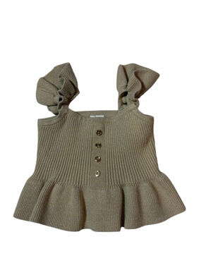 Janie and Jack Gold Shimmer Ribbed Peplum Tank Top 12-18 Months Ruffle Strap
